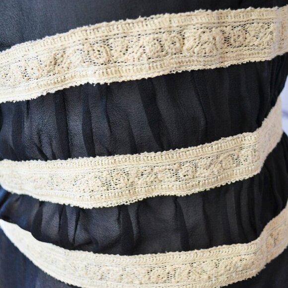 Max Studio Black Chiffon Peplum Lace Trim Sleeveless Top | Women's Size Small - Picture 10 of 11